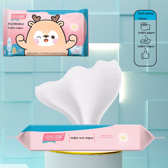 Лидер продаж 2023 года, 100% биоразлагаемый смываемый материал, влажные салфетки для туалета, смываемые салфетки с частной маркой